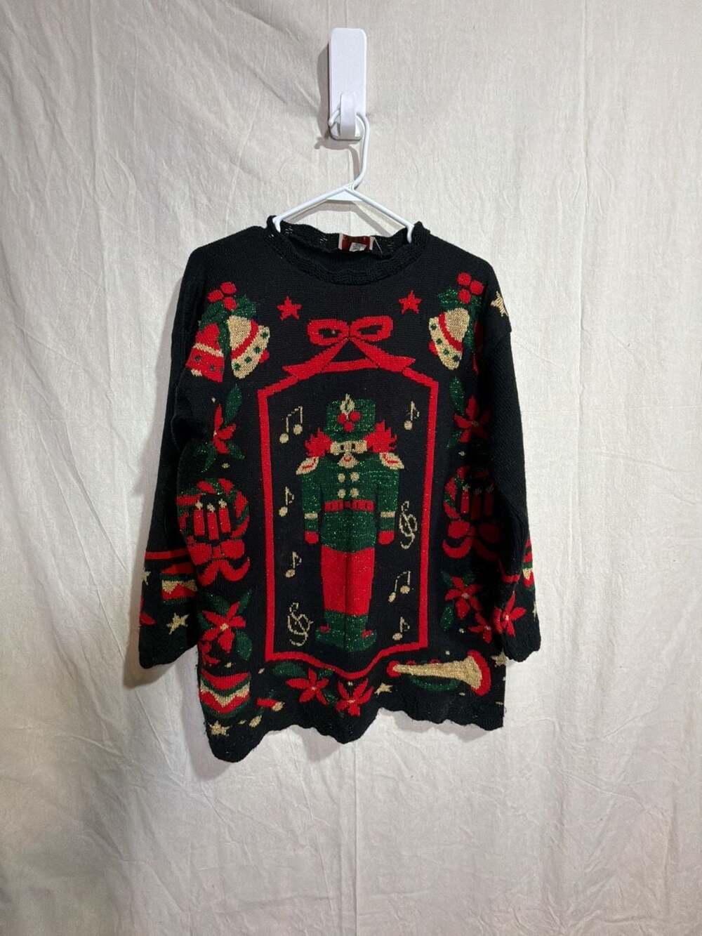 Vintage NutCracker Christmas Holiday Sweater with Toy Soldier Motif